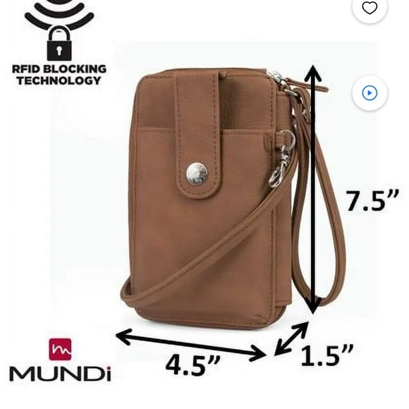 Mundi RFID Vegan Leather Crossbody Wallet With Phone Pocket Brown Sugar - Picture 9 of 13